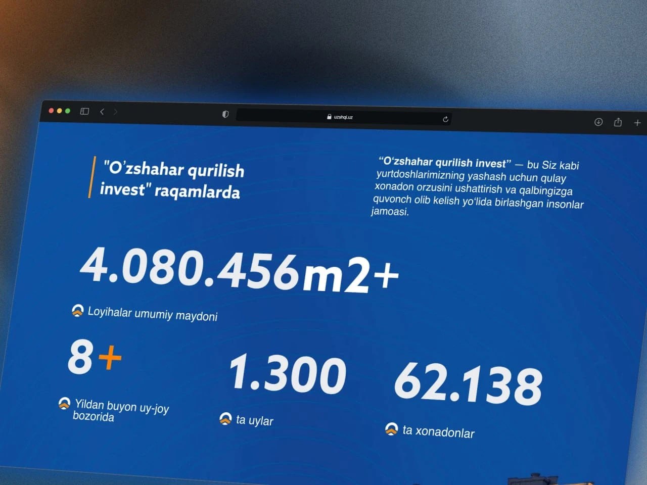 ๐ UzQurilish Invest - qurilish kompaniyasi uchun tayyorlangan korporativ vebsayt - 3
